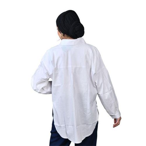 Generic شميز حريمى اوفر سايز سادة - ابيض - image 3
