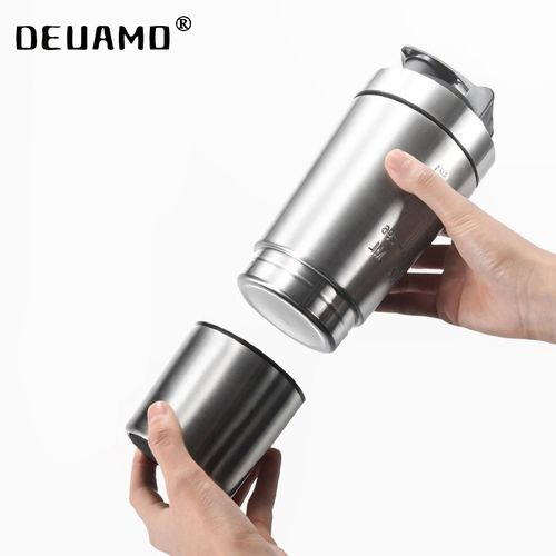 High Quality Protein Powder Shaker Bottle Stainless Steel Shaker Sports  Fitness Metal Water Bottle Thermal Cup Protein Blender