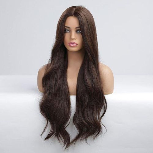 product_image_name-Generic-باروكة شعر صناعي طويل مموج اللون البني الشعر الحراري-1