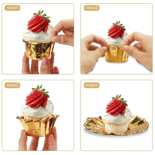 50pcs Foil Cupcake Liners with Lids Round Aluminum Muffin Cake