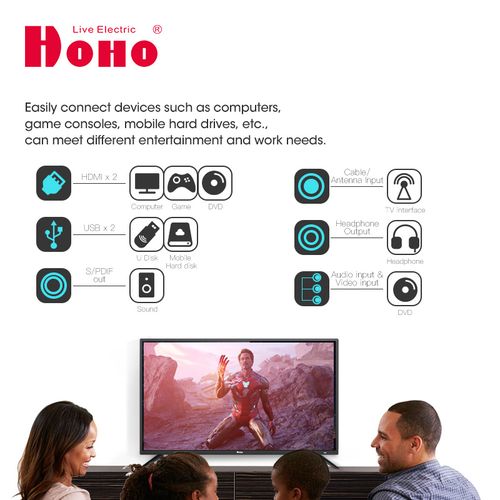 HOHO 55 بوصة شاشة Ultra HD سمارت - أسود