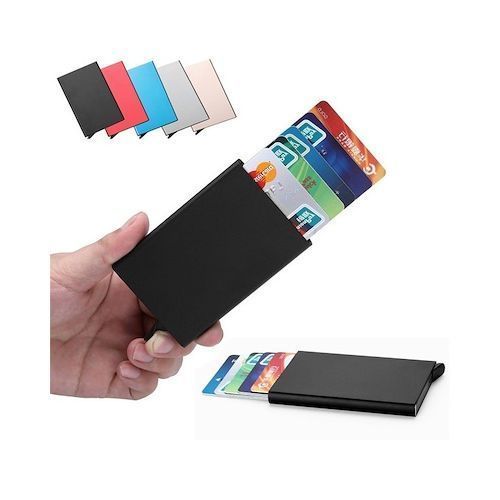 Buy Credit Card ID Holder With RFID Anti-Scan Metal Wallet Cash Clip in Egypt