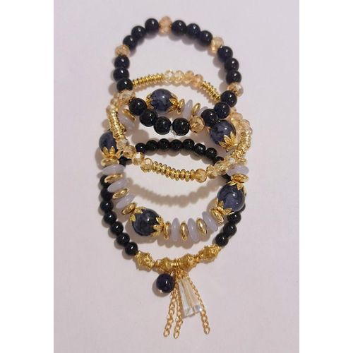 product_image_name-Generic-Black and gold beads four Bracelets Set-3