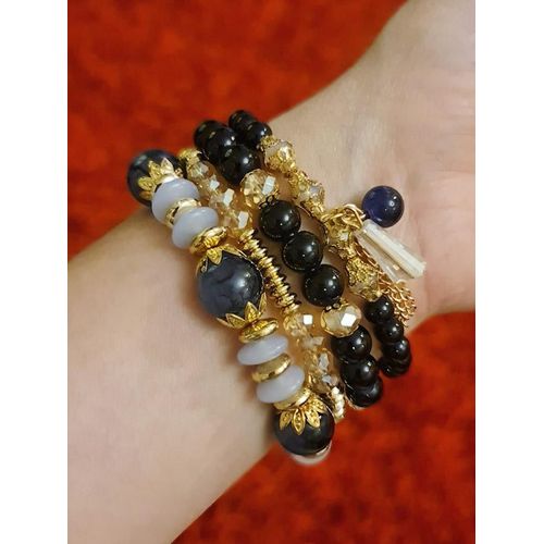 product_image_name-Generic-Black and gold beads four Bracelets Set-4