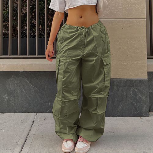 Y2K beige cargo pants s.Oliver mid rise with belt baggy style wide leg cargo