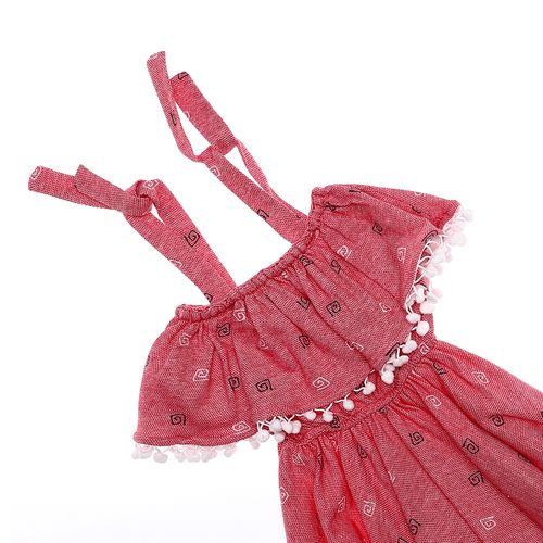 product_image_name-Generic-فستان بونغو للفتيات بأكمام سباجيتي بتصميم ذاتي - أبيض وأحمر-3