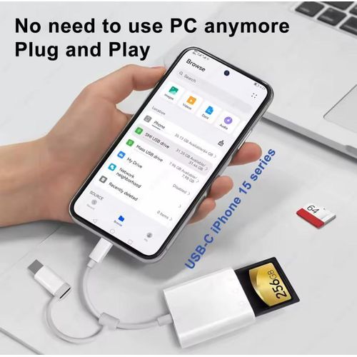 product_image_name-Generic-قارئ بطاقات عالمي لأجهزة iPhone، 3 في 1 لايتنينج وType-C، قارئ بطاقات Micro SD للشحن، قارئ بطاقات الذاكرة، محول SD Card للتوصيل والتشغيل، عارض كروت SD-5