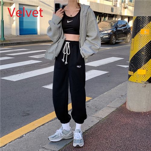 Fashion New Korean Style Women Sports Pants Cute Wide Leg Pants