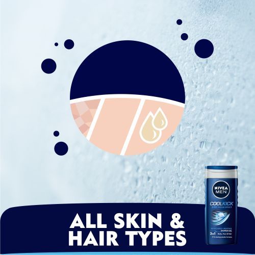 NIVEA MEN Cool Kick Shower Gel, 24h Fresh Effect - Masculine Scent - 250ml