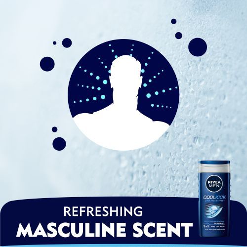 NIVEA MEN Cool Kick Shower Gel, 24h Fresh Effect - Masculine Scent - 250ml