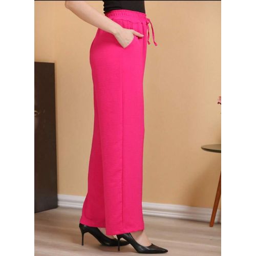 product_image_name-Generic-بنطلون كتان واسع الساق مع رباط - فوشيا-1