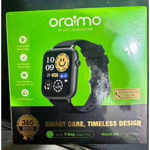 product_image_name-Oraimo-ساعة ذكية 6N OSW-8000N بشاشة كبيرة 1.83 بوصة ومكالمات بلوتوث وخاصية مراقبة معدل نبض القلب ومستوى تشبع الأكسجين في الدم بأوضاع رياضية متعددة وعمر بطارية طويل من اورايمو-2