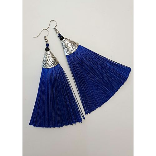 اشتري Generic Cone tassels earrings - blue في مصر