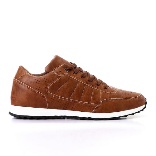 Premoda Semi Perforated Lace Up Sneakers - Havana