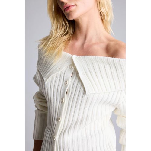 Defacto Regular Fit Basic Ribbed Knit Off-Shoulder Cardigan - image 4