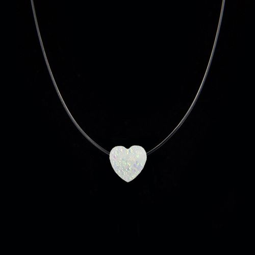 Fashion (9)Heart-Shaped Transparent Fishing Line Necklace For Women Choker  With Rhinestone Heart Pendant Necklace Invisible Chain Jewelry JIN @ Best  Price Online