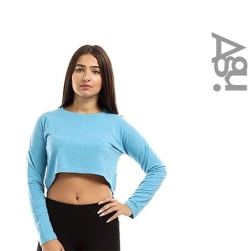 AGU Long Sleeve Crop Top - Blue