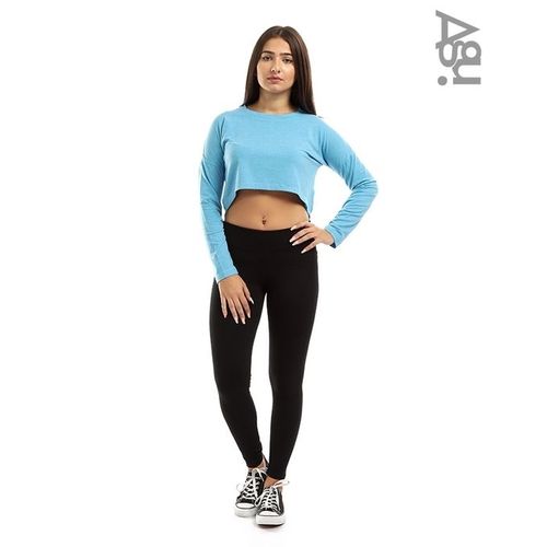 AGU Long Sleeve Crop Top - Blue
