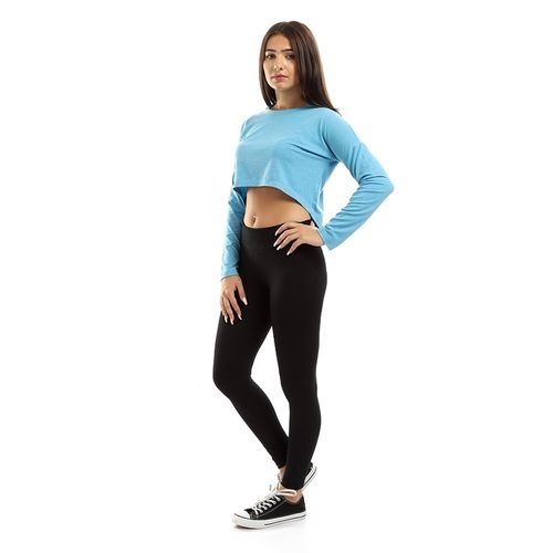 AGU Long Sleeve Crop Top - Blue