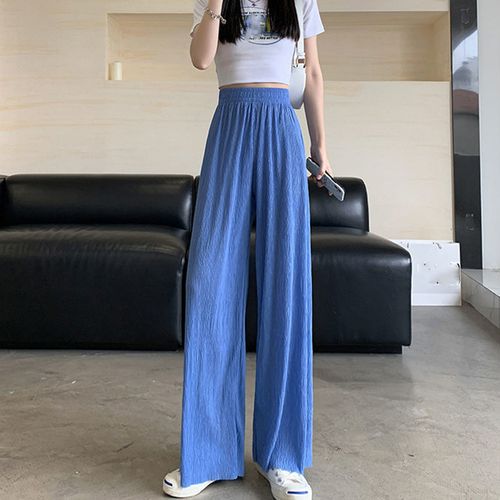 FULL-LENGTH SATIN TROUSERS - Bluish