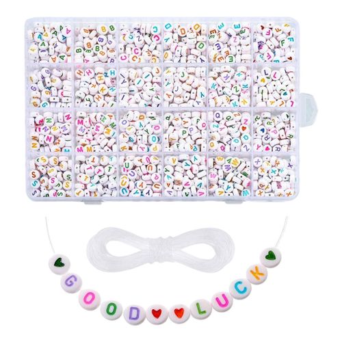 Generic 1850Pcs Round Alphabet Letter Beads Disc Pony Bead Kit DIY