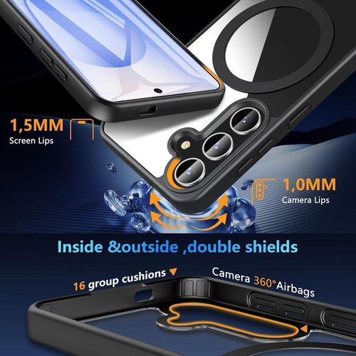product_image_name-Generic- جراب مغناطيسي لموبايل سامسونج جالاكسي A36 / جالاكسي A56 5G متوافق مع ماج سيف درجة عسكرية مضادة للصدمات غطاء حماية خلفي شفاف نحيف ممتص للصدمات (اسود) -7