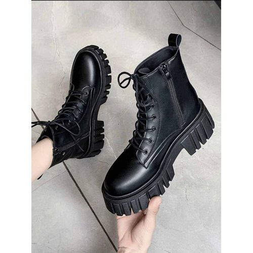 اشتري Ankle Boots For Women Low-heeled  Boots  Low- Platform Shoes Casual في مصر