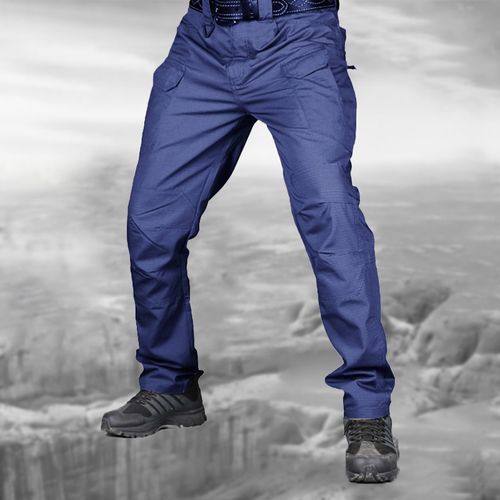 Stylish Blue Cargo Pants with Multiple Pockets