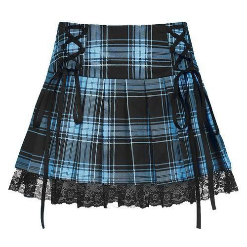 Blue pleated skirt aesthetic clearance