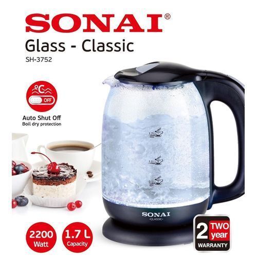 اشتري Sonai Glass Water Kettle -SONAI ORIGINAL* - 1.7 L - Black في مصر