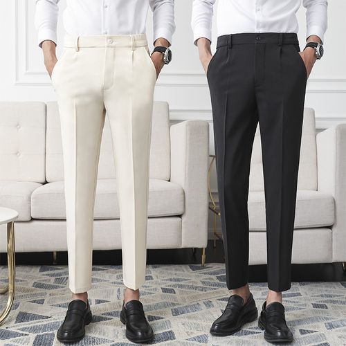 Dress Pants for Men Relaxed Fit Expandable Waist Stretch Flat Front Pleated  No Iron Suit Pants Big and Tall at Amazon Men's Clothing store