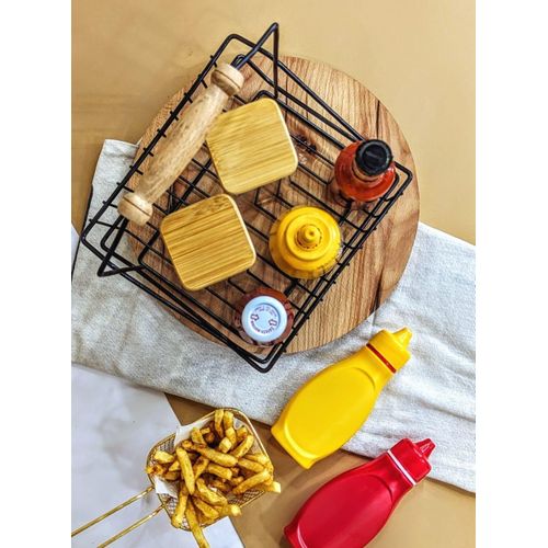 product_image_name-Generic-Name: Modern Iron Table Caddy with Wooden Handle (Sauce & Spice Organizer)-2