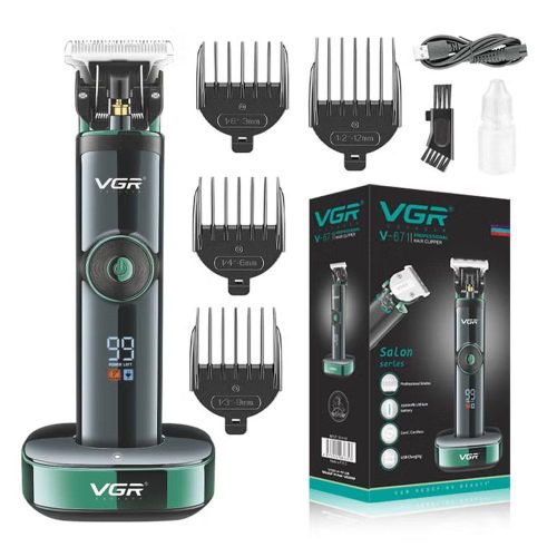 product_image_name-VGR-في جي ار V-671 ماكينة قص الشعر الاحترافية والاستخدام الشخصى ديجيتال لا سلكية للرجال - اسود-3