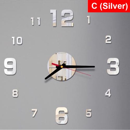 Buy (C (Silver))3D Mirror Number Wall Clock Stickers 40cm Modern Design DIY Digital Wall Clocks For Home Art Living Room Office Decoration Clock RA in Egypt