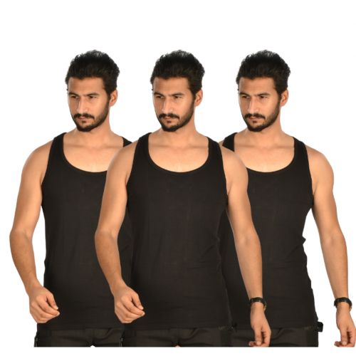 Buy Hero Basic Tank Top, 95% Cotton  5%Lycra Set Of 3 Lycra Undershirt,Black. in Egypt