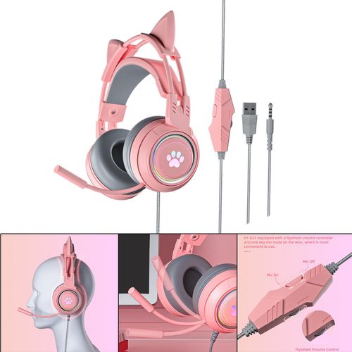 SOMIC G951S Pink gaming Headphones Virtual 7.1 Noise Cancelling