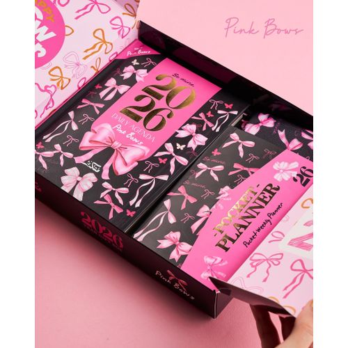 product_image_name-Mofakera-مفكرة تقويم مع شريط وردي وصندوق هدايا سنوي يومي 2026 (أجندة)-3