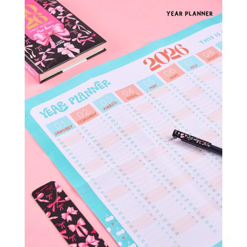product_image_name-Mofakera-مفكرة تقويم مع شريط وردي وصندوق هدايا سنوي يومي 2026 (أجندة)-5