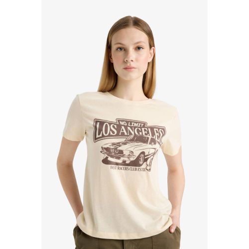 product_image_name-Defacto-Woman Crew Neck Regular Fit Short Sleeve T-Shirt - Lt.Stone-4