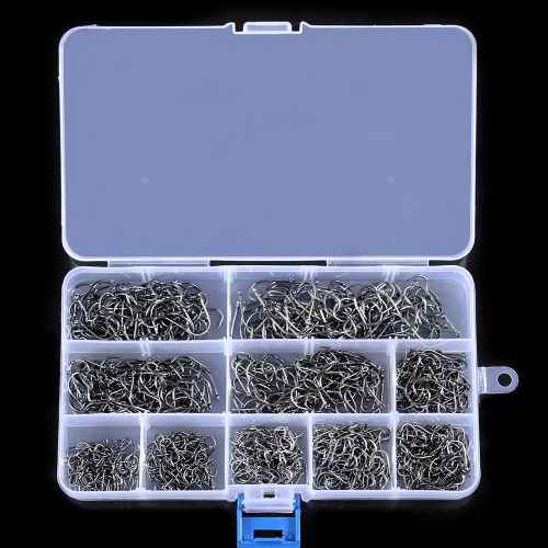 Generic 1000PCS Fishhooks Fish Hooks With Barbs 10 Sizes Carbon