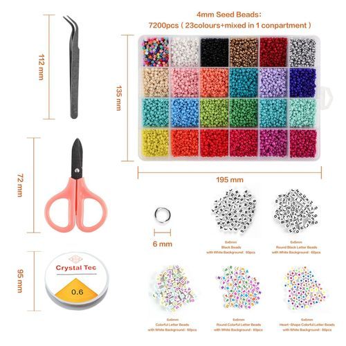 Generic 4mm Glass Beads Set 200pcs Alphabet Letter Beads For Jewelry Making  Crafts With Stretch String Cords Tweezers DIY Accessories @ Best Price  Online
