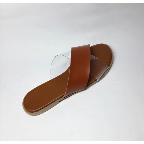 Camel cheap leather slippers