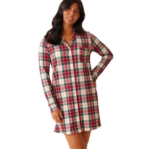 product_image_name-La Vie En Rose-Red Plaid Super Soft Button-down Sleepshirt-1
