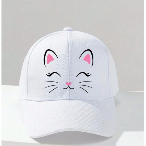 Generic Pink baseball cap with adjustable strap, cat design