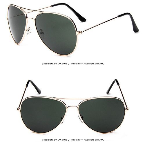 Fashion Men Sunglasses Gold Frame Alloy Anti UV Sun Glasses Women