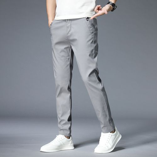 Men's Classic Casual Khaki Pants Men Business Dress Slim Fit Elastic Jogger  Long Trousers Male Clothing Cotton Work Pant Black - Casual Pants -  AliExpress