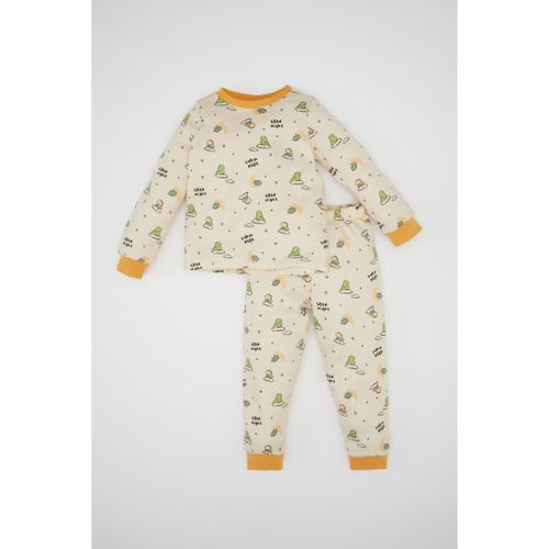product_image_name-Defacto-Baby Boy Baby Neck Regular Fit Knitted Pyjamas - Sand-1