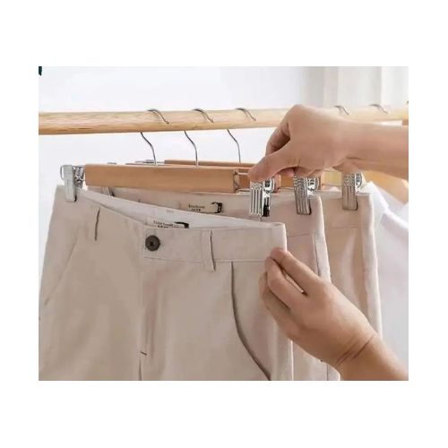 product_image_name-Generic-قطعتين - شماعة بنطلونات صلبة مزود بمشبكين قابلين للتعديل وخطاف مضاد للصدأ-1