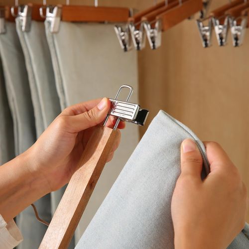 product_image_name-Generic-قطعتين - شماعة بنطلونات صلبة مزود بمشبكين قابلين للتعديل وخطاف مضاد للصدأ-2