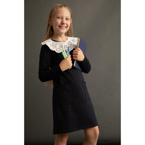 product_image_name-Defacto-Girl Basic Knitted Dress - Navy-1